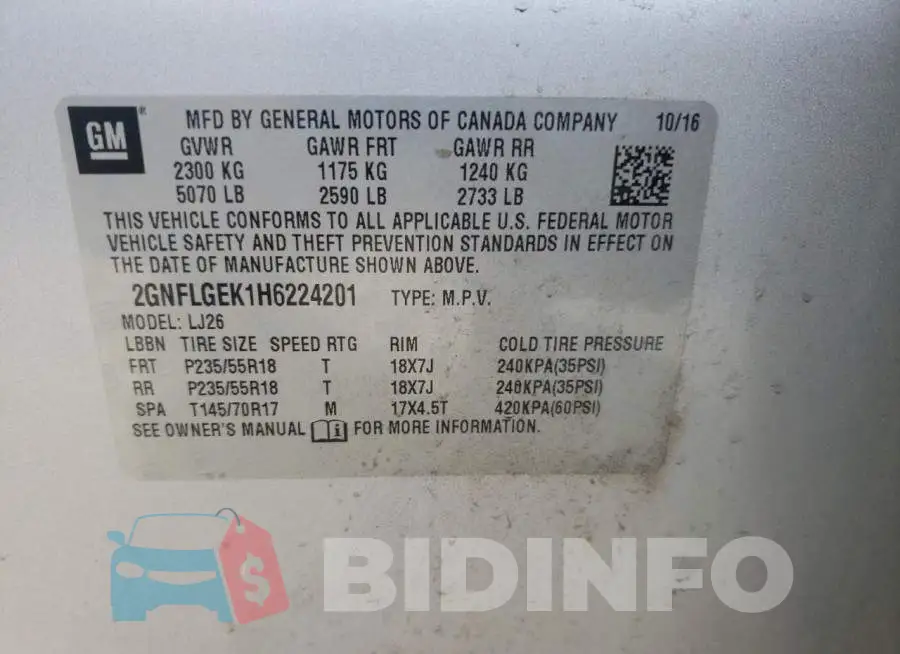 2GNFLGEK1H6224201 Photo# 10