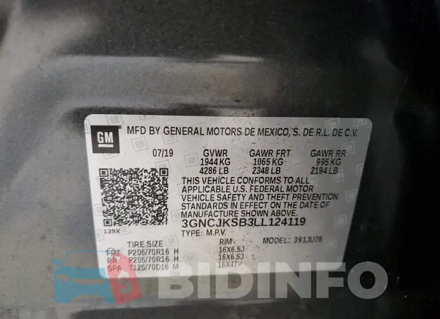 3GNCJKSB3LL124119 Photo# 10