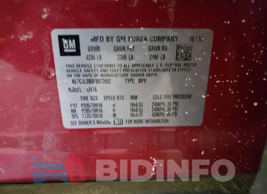 KL7CJLSB0FB072692 Photo# 13
