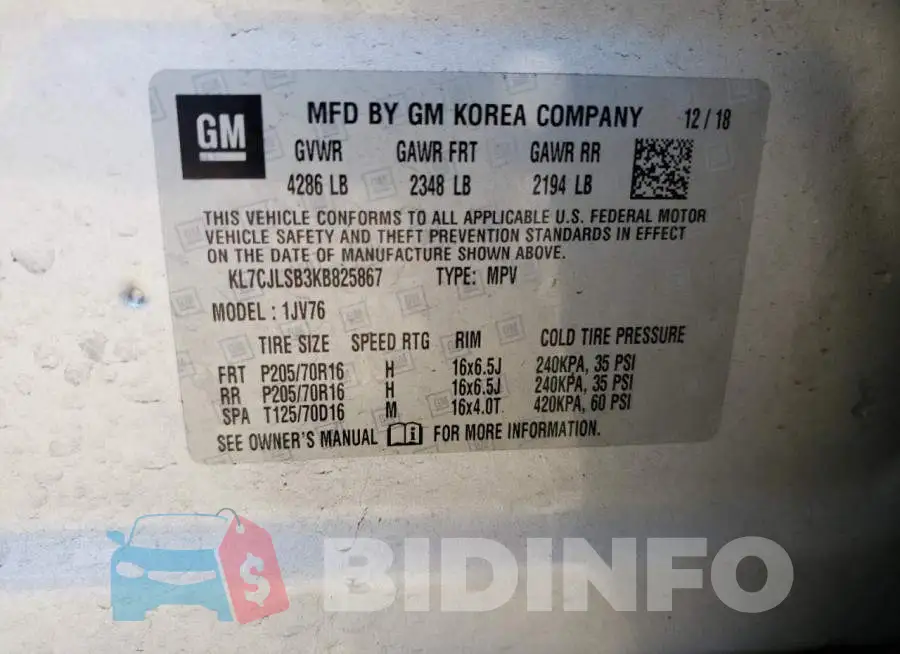 KL7CJLSB3KB825867 Photo# 10