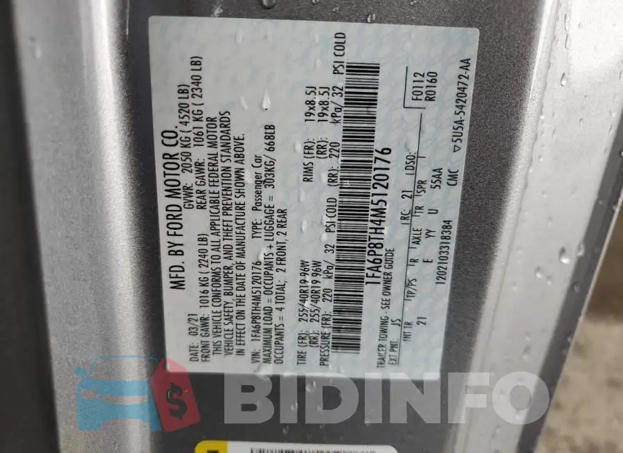 1FA6P8TH4M5120176 Photo# 10