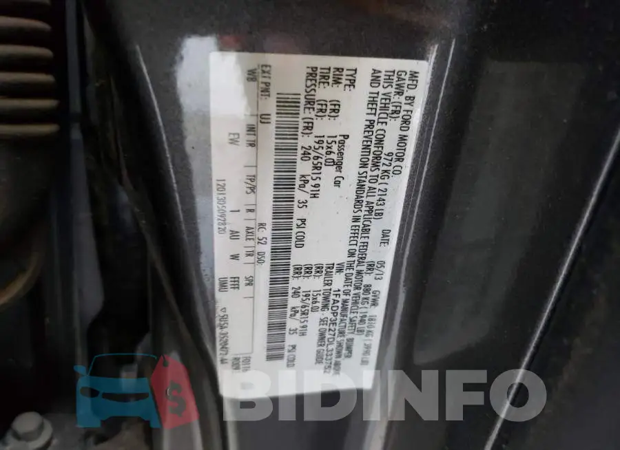 1FADP3E27DL333752 Photo# 12