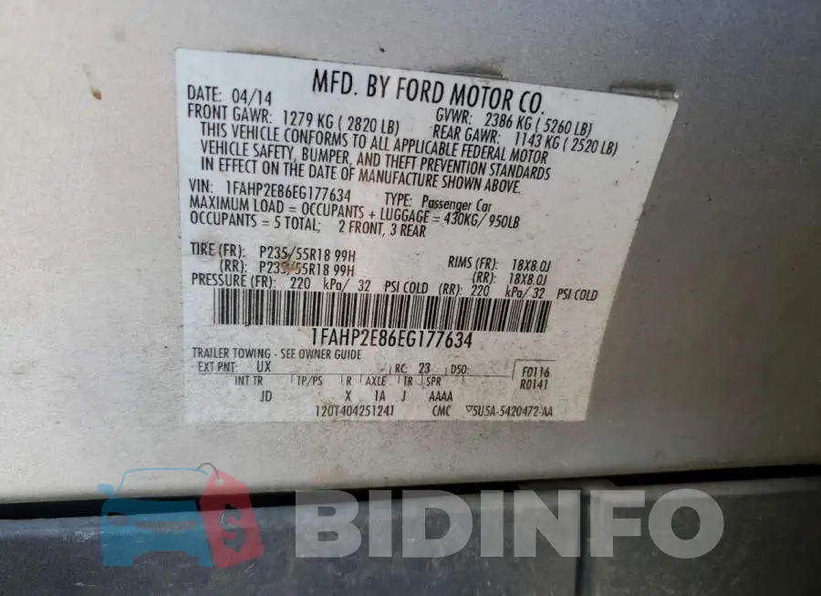 1FAHP2E86EG177634 Photo# 12