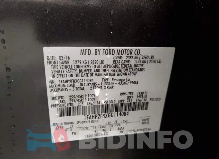1FAHP2F8XGG114084 Photo# 10