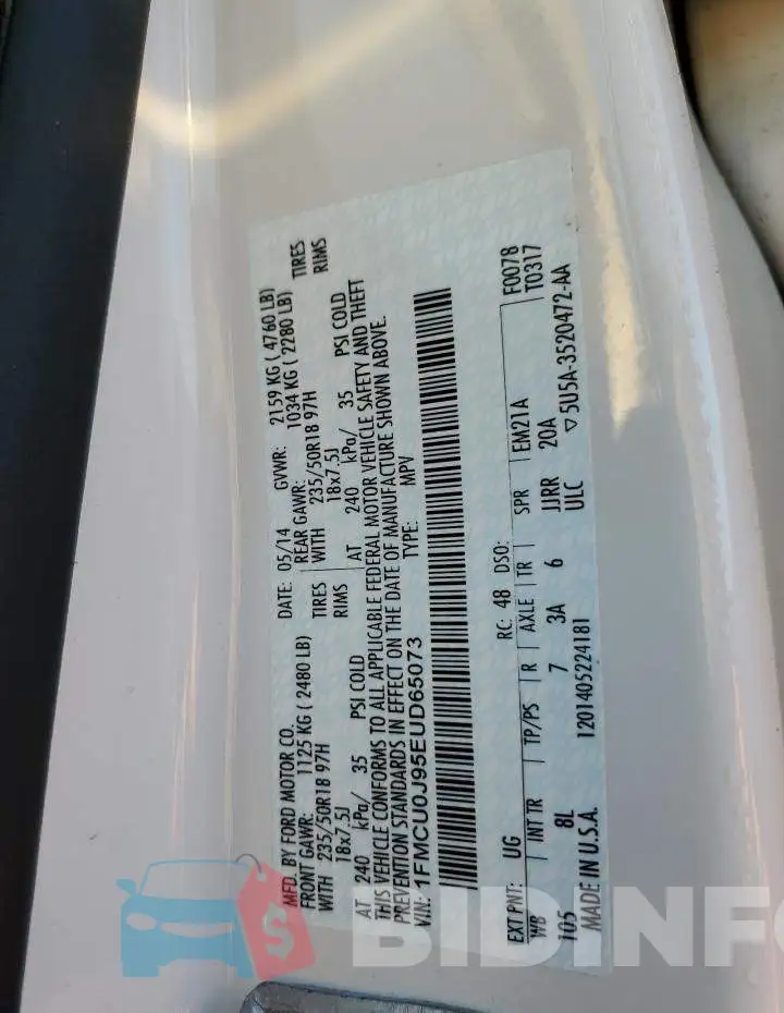 1FMCU0J95EUD65073 Photo# 10