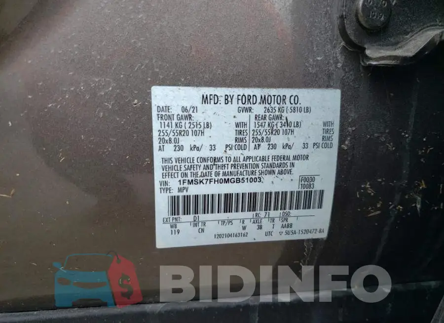 1FMSK7FH0MGB51003 Photo# 13