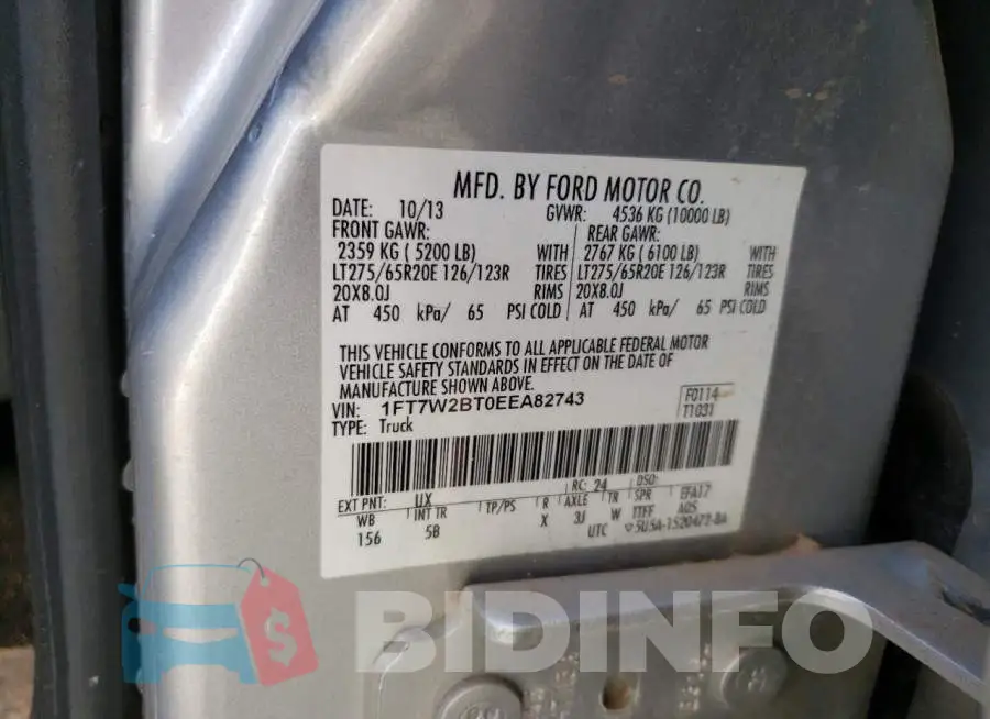 1FT7W2BT0EEA82743 Photo# 12