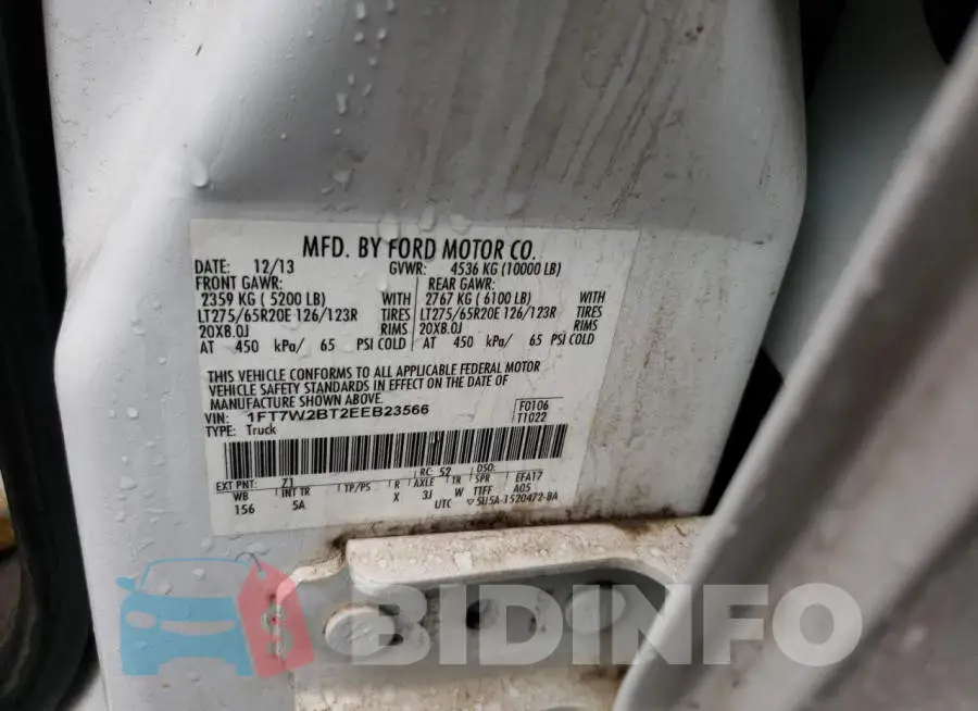 1FT7W2BT2EEB23566 Photo# 10