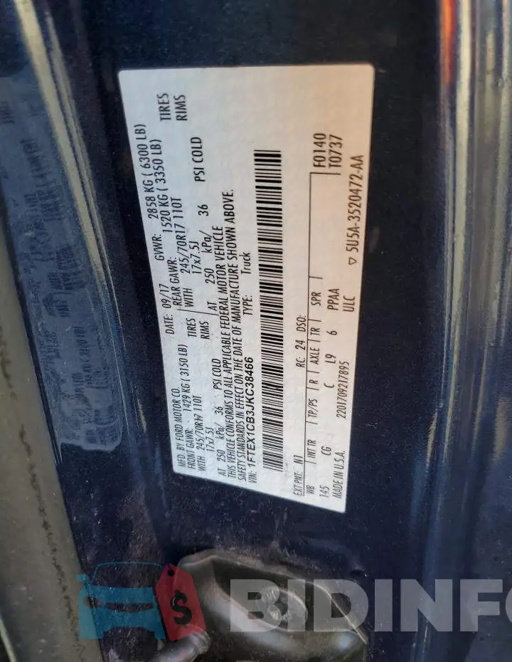 1FTEX1CB3JKC38466 Photo# 10