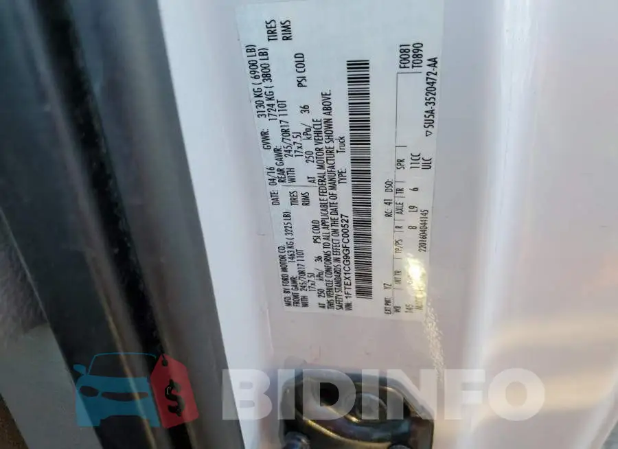 1FTEX1CG9GFC00527 Photo# 12