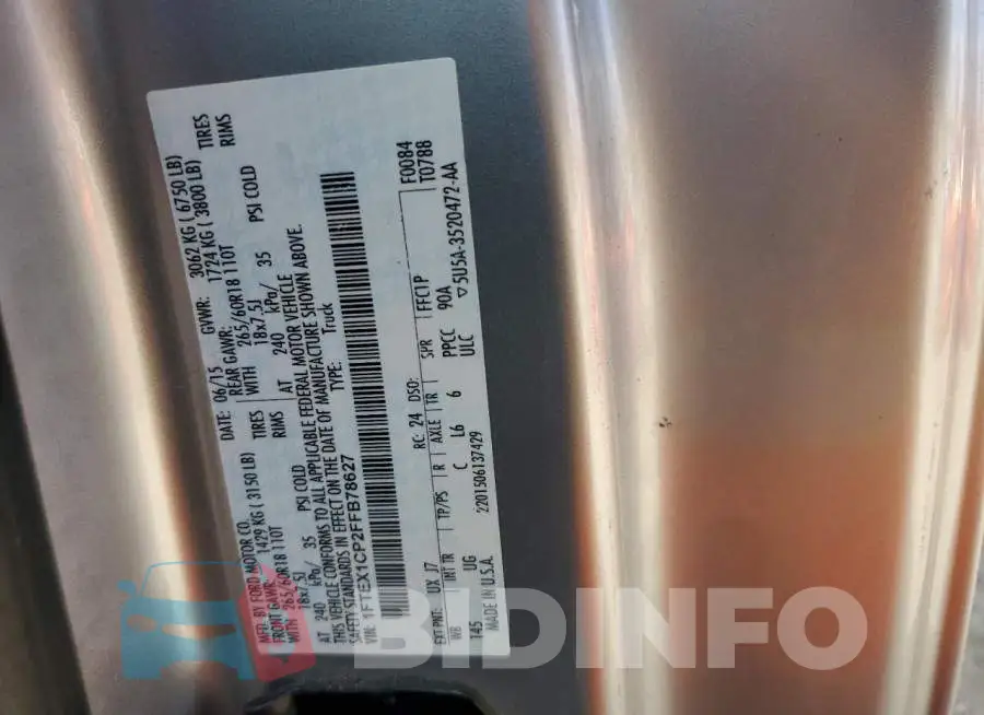 1FTEX1CP2FFB78627 Photo# 12