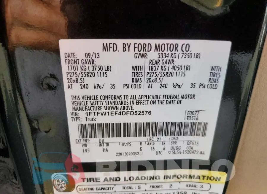 1FTFW1EF4DFD52576 Photo# 13