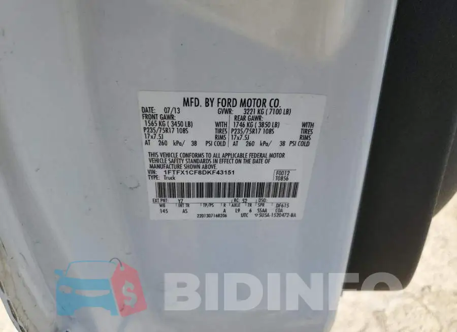 1FTFX1CF8DKF43151 Photo# 10