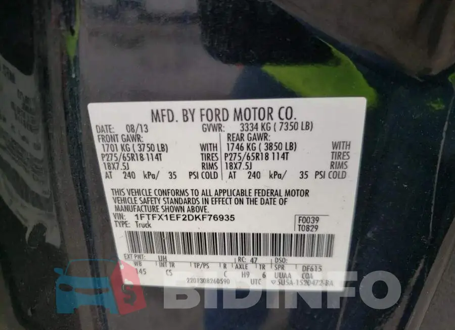 1FTFX1EF2DKF76935 Photo# 10