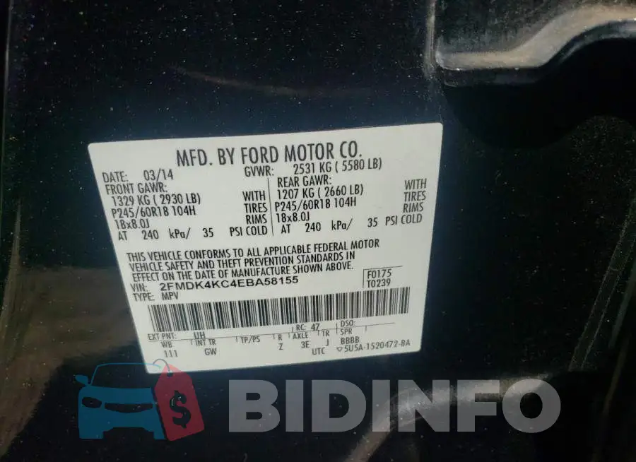 2FMDK4KC4EBA58155 Photo# 10