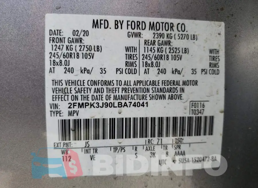 2FMPK3J90LBA74041 Photo# 13
