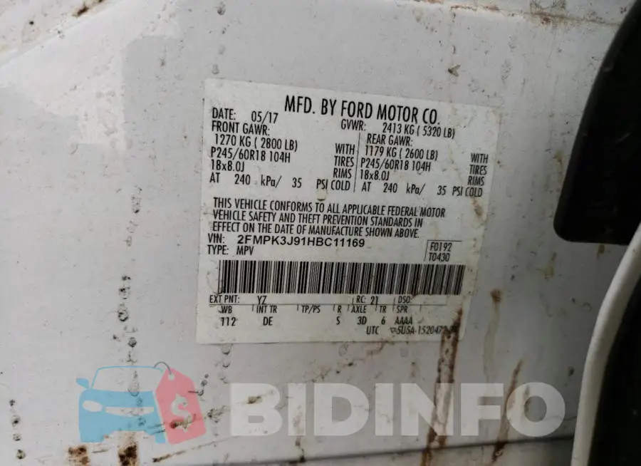 2FMPK3J91HBC11169 Photo# 12