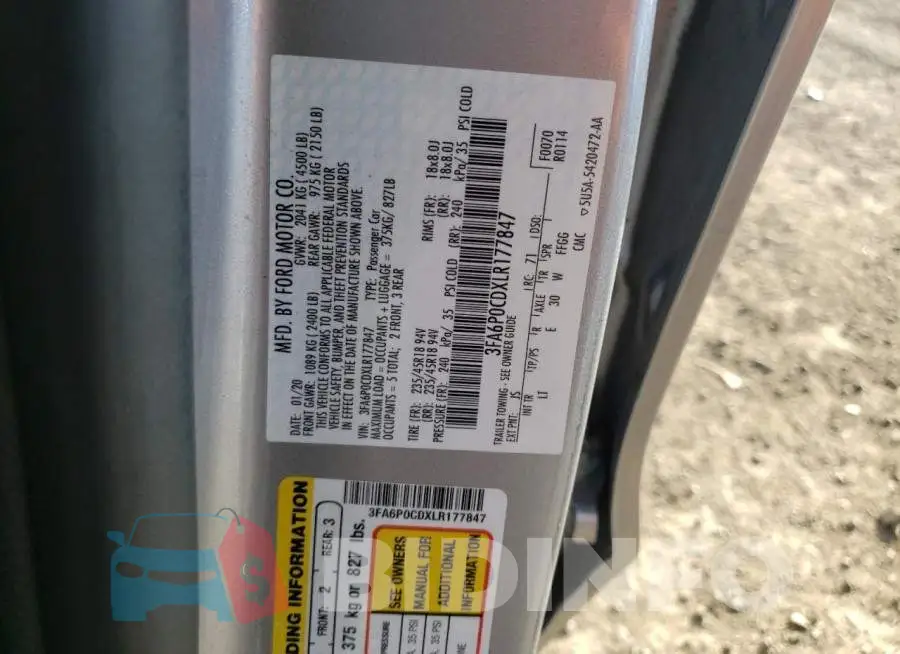 3FA6P0CDXLR177847 Photo# 12