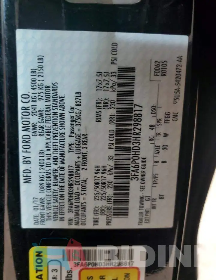 3FA6P0HD3HR298817 Photo# 12