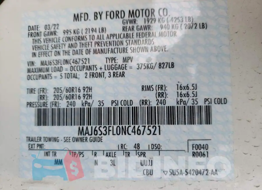 MAJ6S3FL0NC467521 Photo# 13