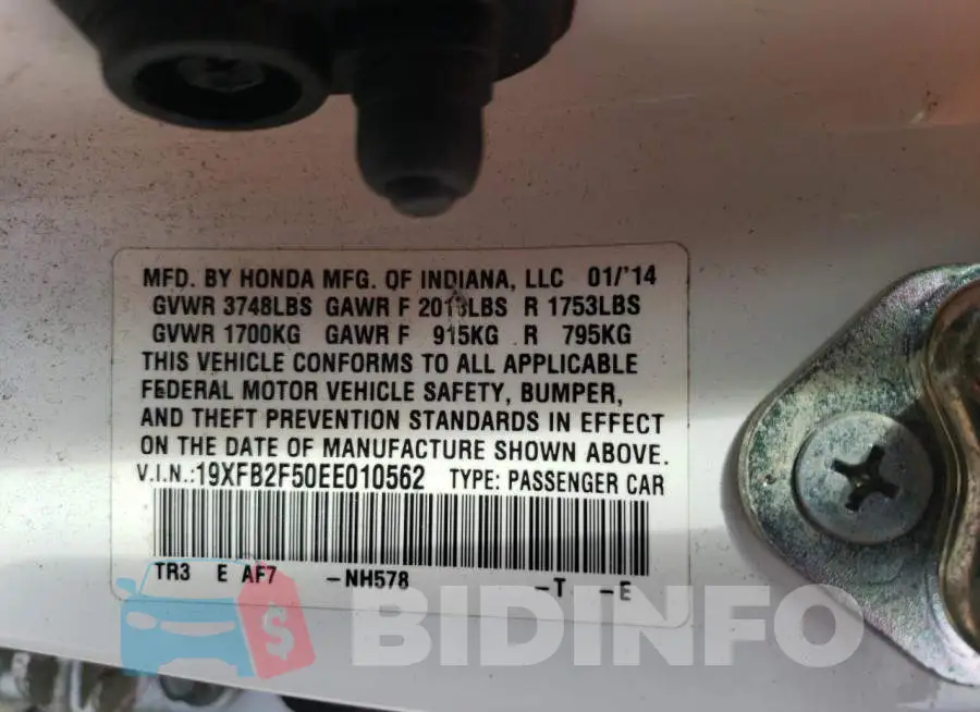 19XFB2F50EE010562 Photo# 10