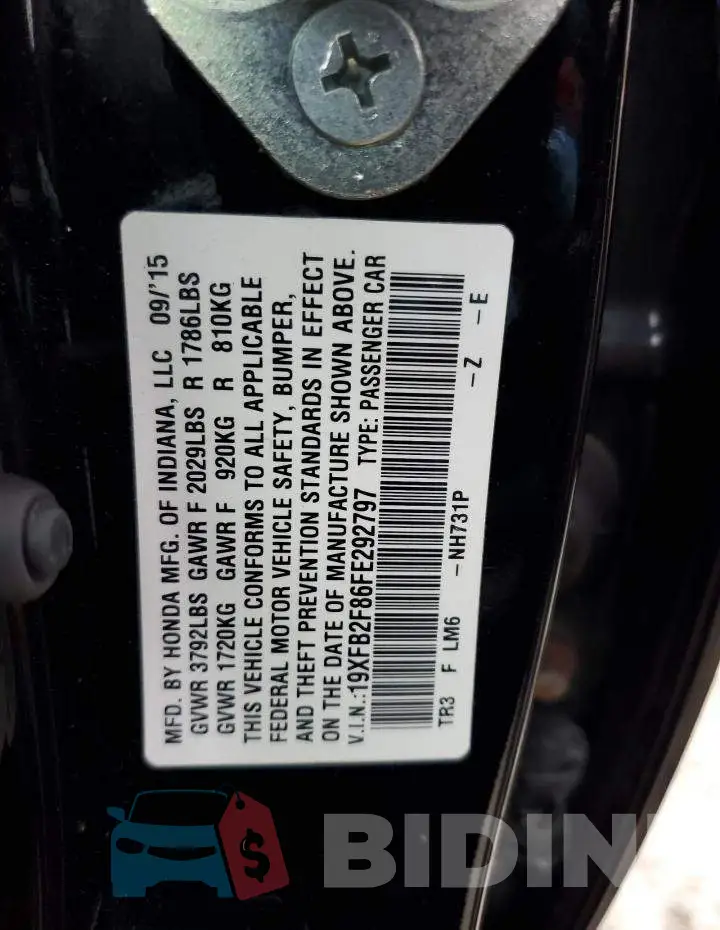 19XFB2F86FE292797 Photo# 12