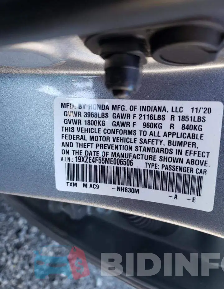 19XZE4F55ME006506 Photo# 12