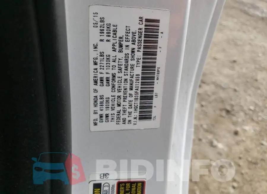 1HGCT1B35FA012859 Photo# 13