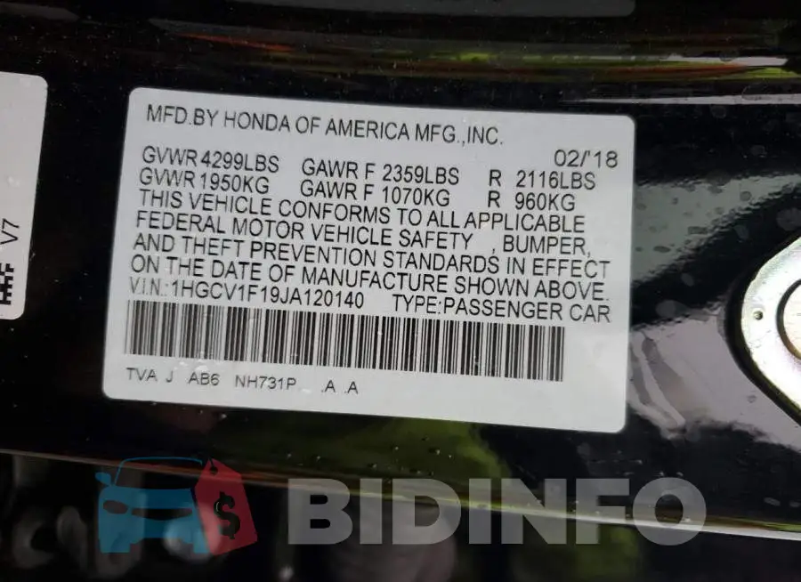 1HGCV1F19JA120140 Photo# 12