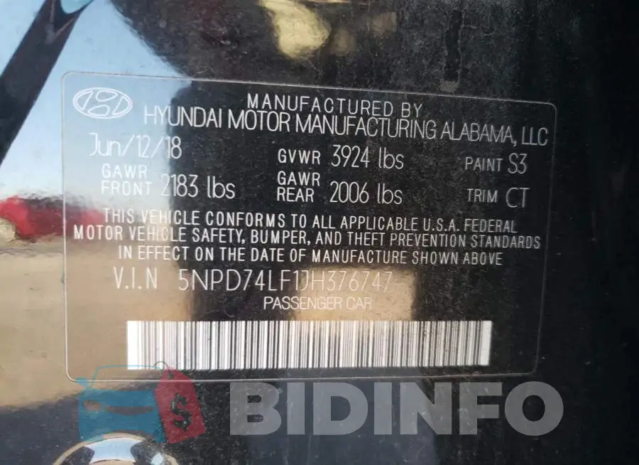 5NPD74LF1JH376747 Photo# 12