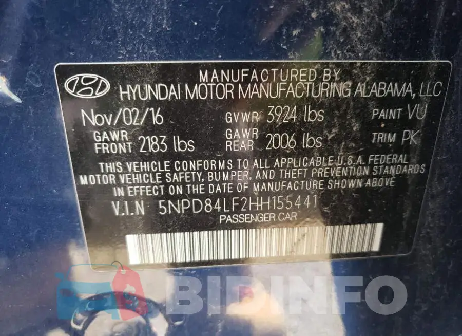 5NPD84LF2HH155441 Photo# 10