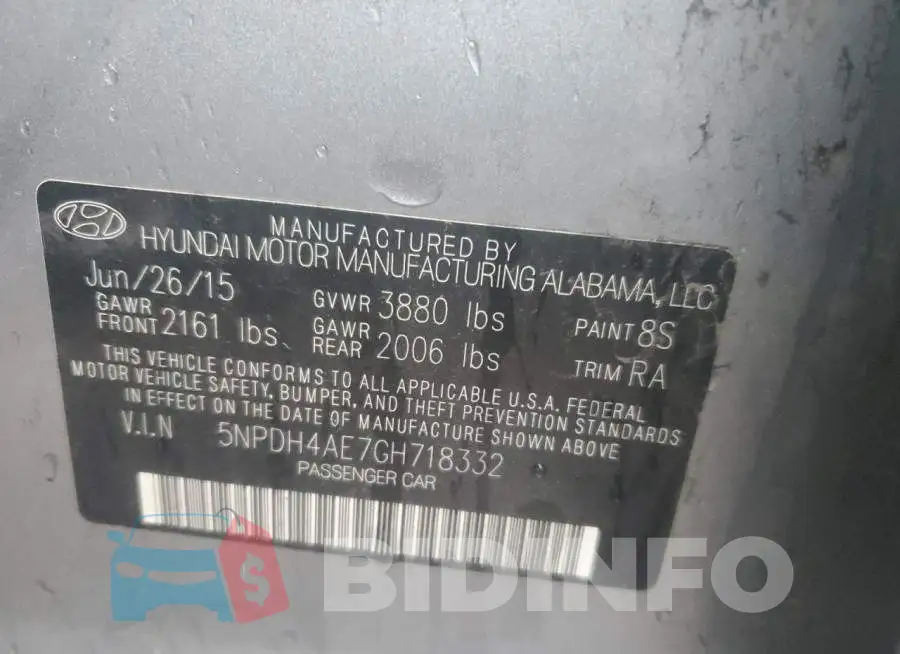 5NPDH4AE7GH718332 Photo# 10