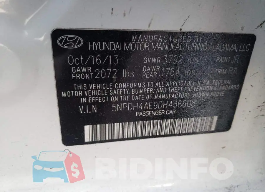 5NPDH4AE9DH436608 Photo# 12