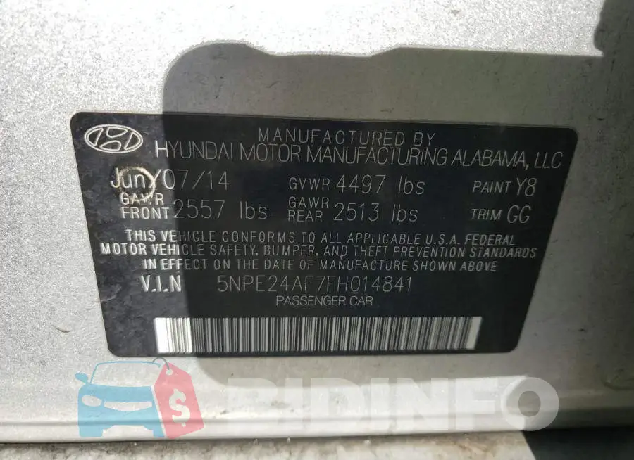 5NPE24AF7FH014841 Photo# 12