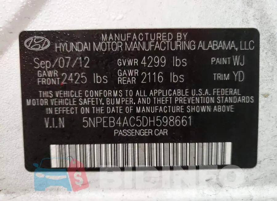 5NPEB4AC5DH598661 Photo# 13