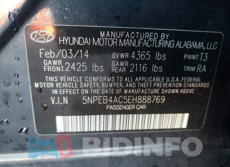 5NPEB4AC5EH888769 Photo# 12