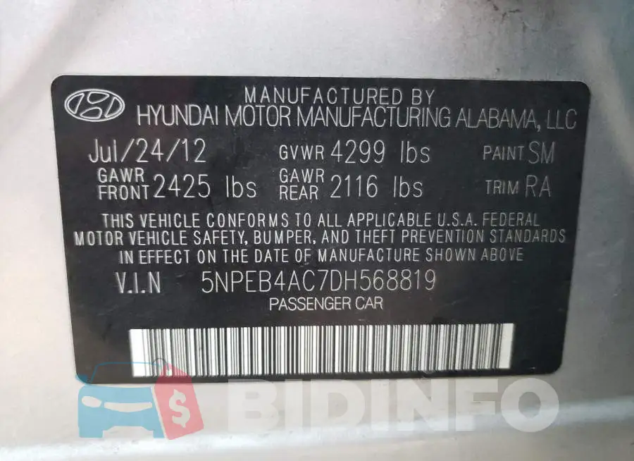 5NPEB4AC7DH568819 Photo# 10