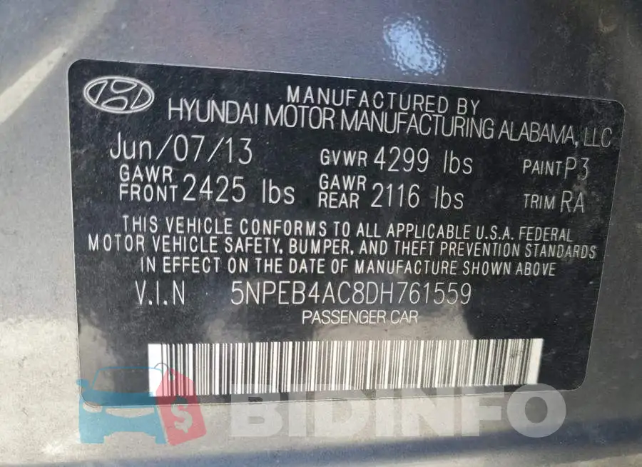 5NPEB4AC8DH761559 Photo# 13
