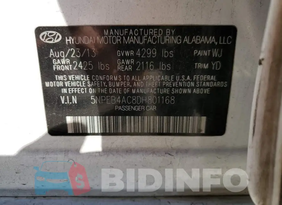 5NPEB4AC8DH801168 Photo# 12