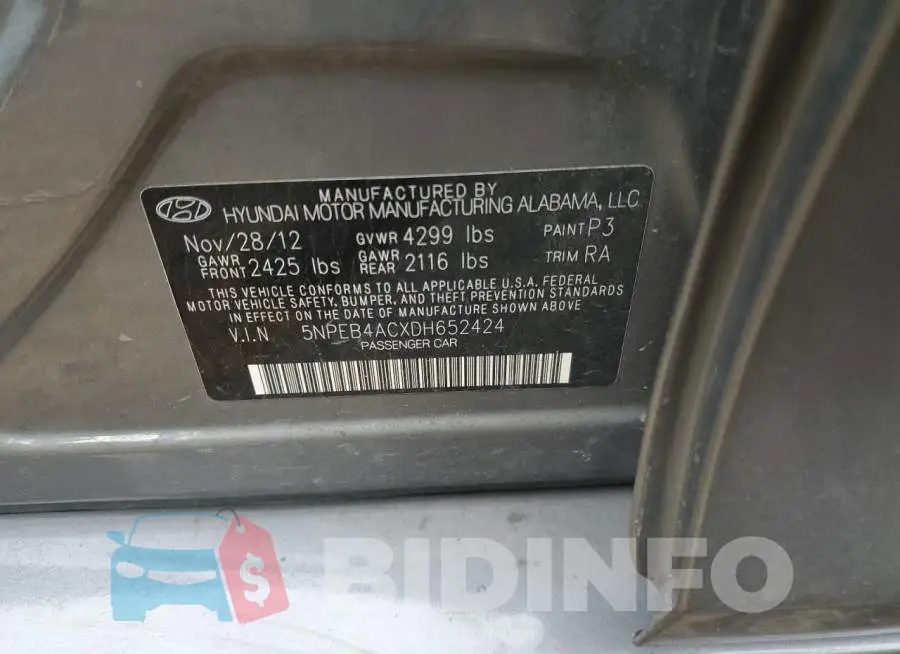 5NPEB4ACXDH652424 Photo# 12