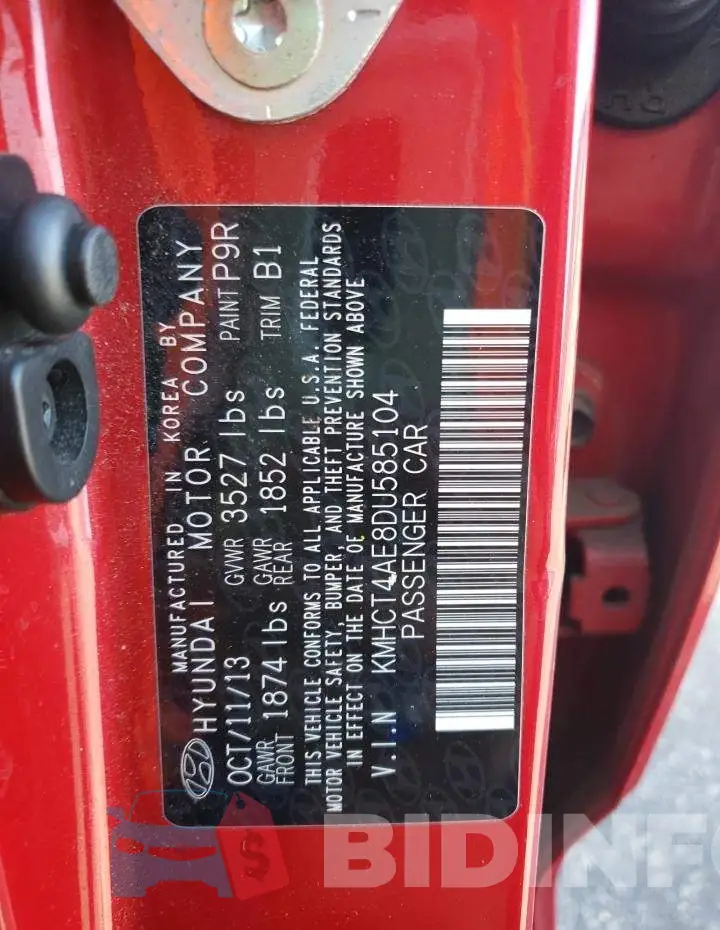 KMHCT4AE8DU585104 Photo# 10