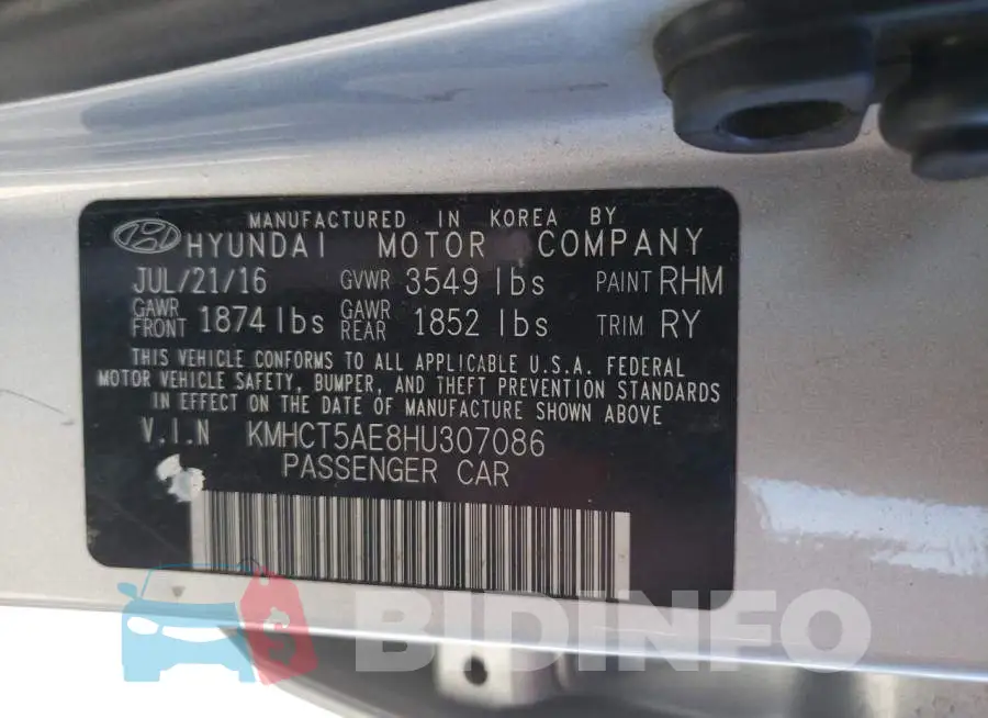 KMHCT5AE8HU307086 Photo# 12