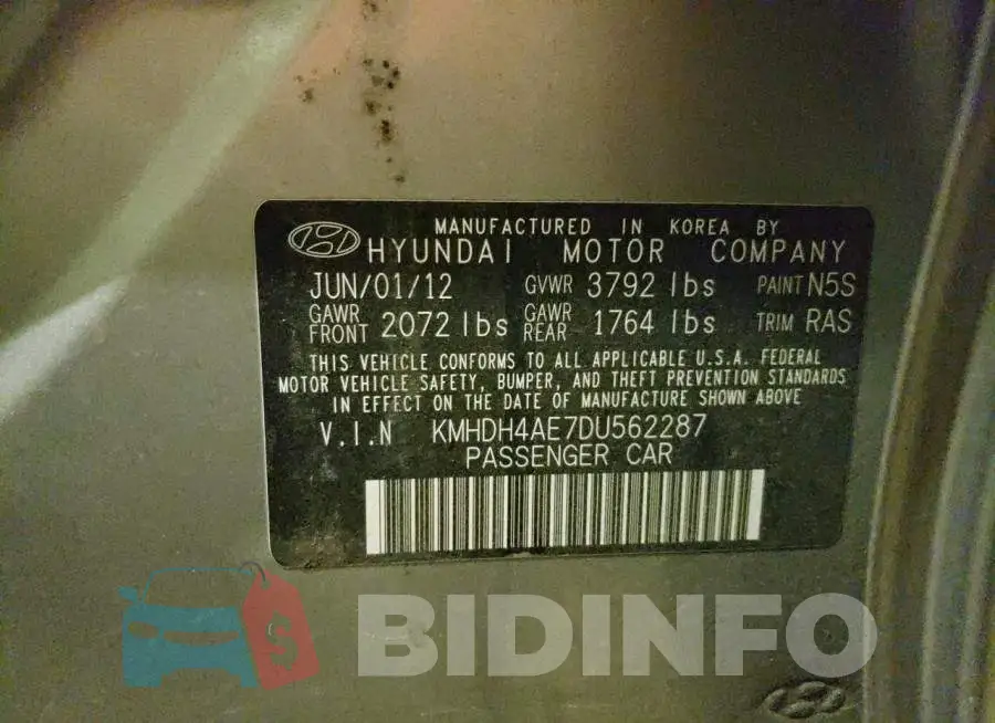 KMHDH4AE7DU562287 Photo# 10