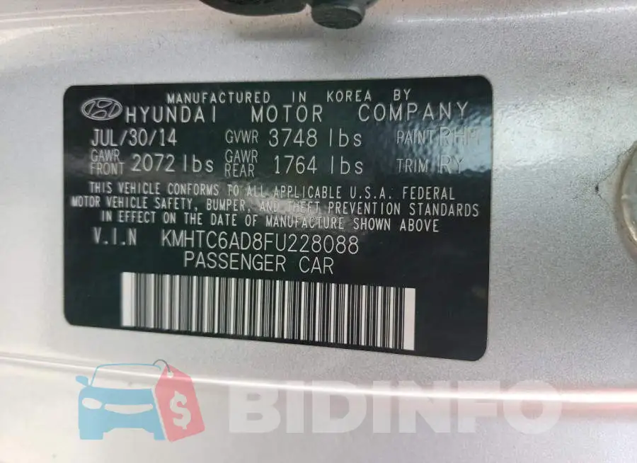 KMHTC6AD8FU228088 Photo# 12