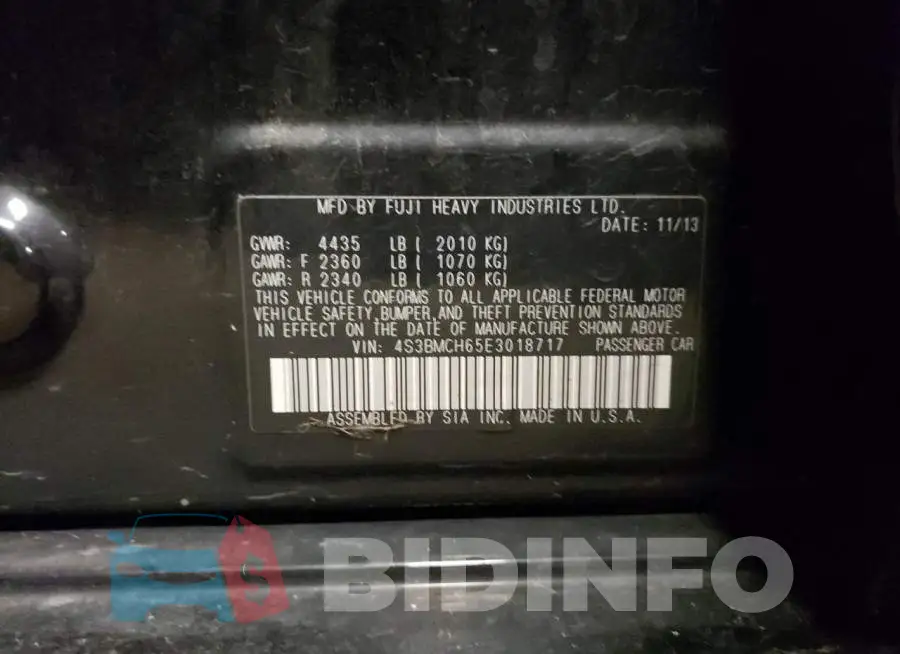 4S3BMCH65E3018717 Photo# 12