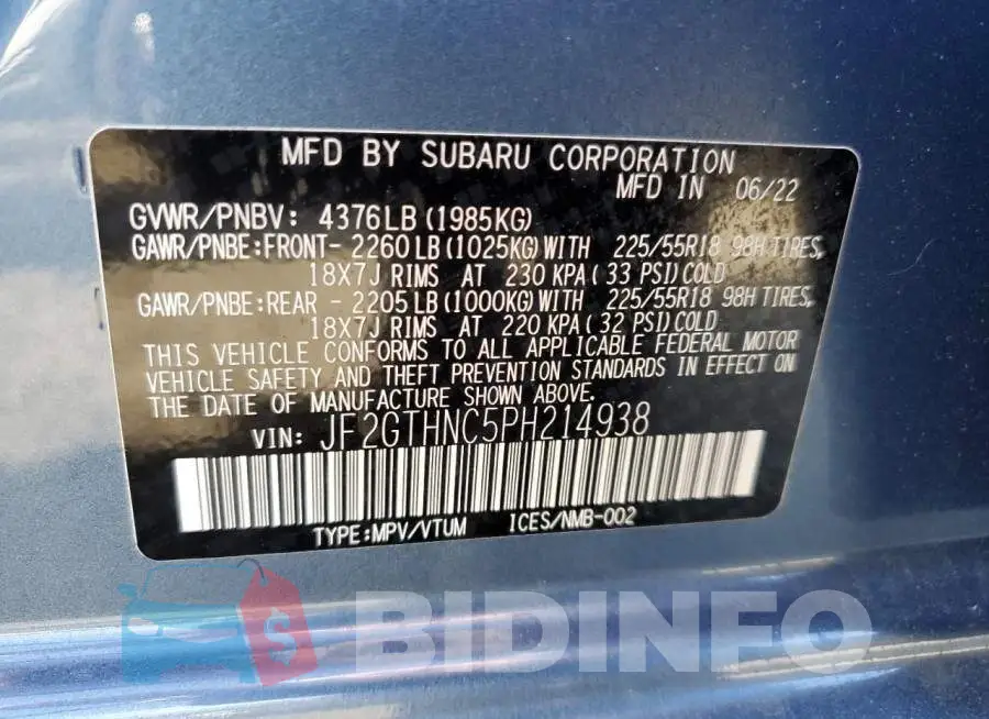 JF2GTHNC5PH214938 Photo# 10