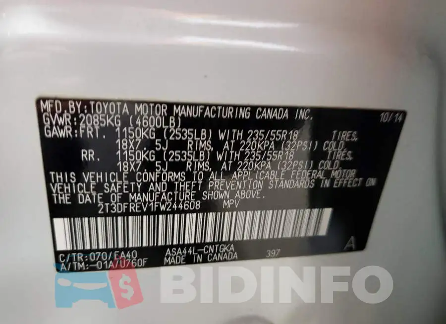 2T3DFREV1FW244608 Photo# 10