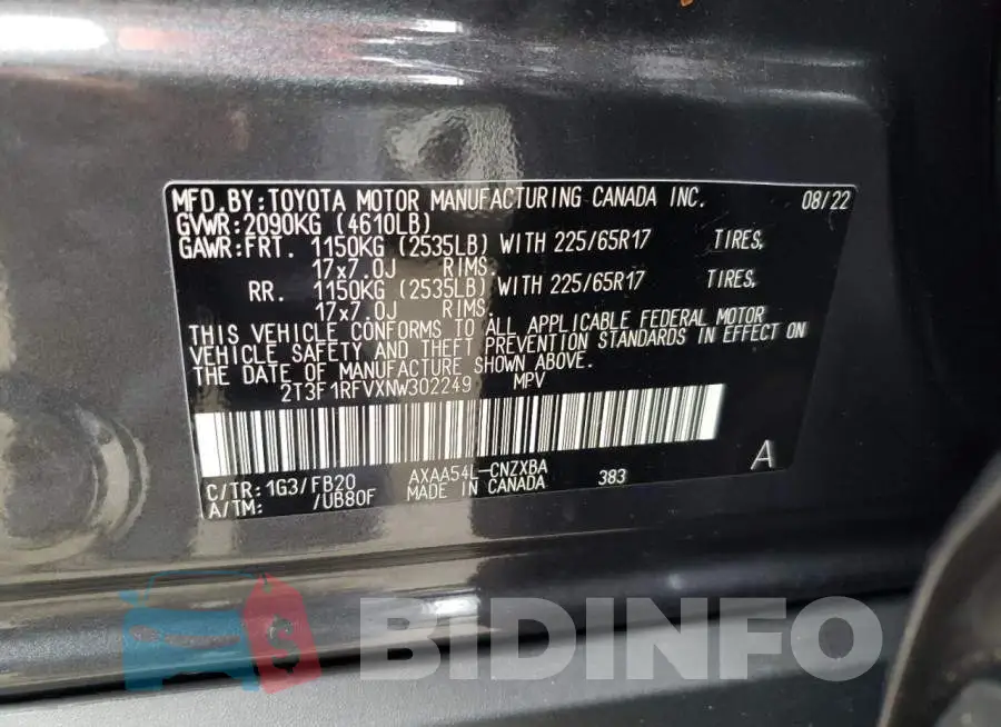 2T3F1RFVXNW302249 Photo# 12