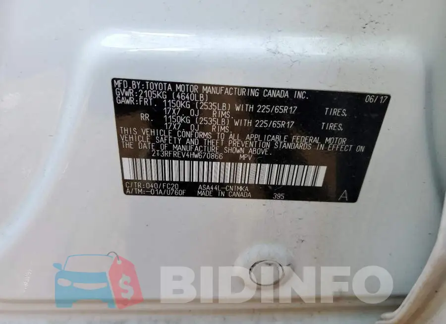 2T3RFREV4HW670866 Photo# 10