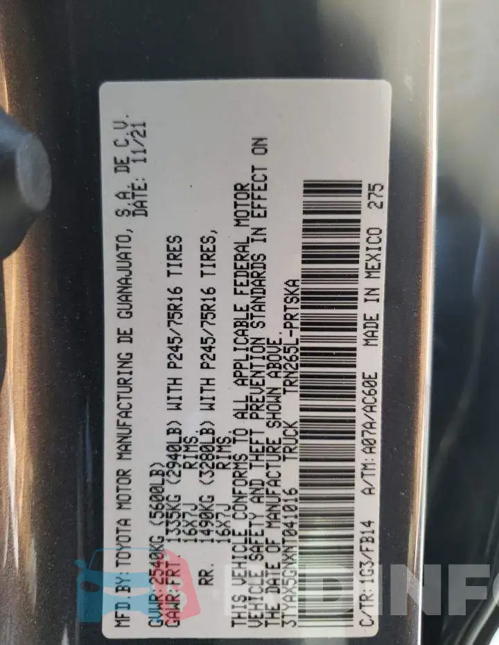 3TYAX5GNXNT041016 Photo# 10